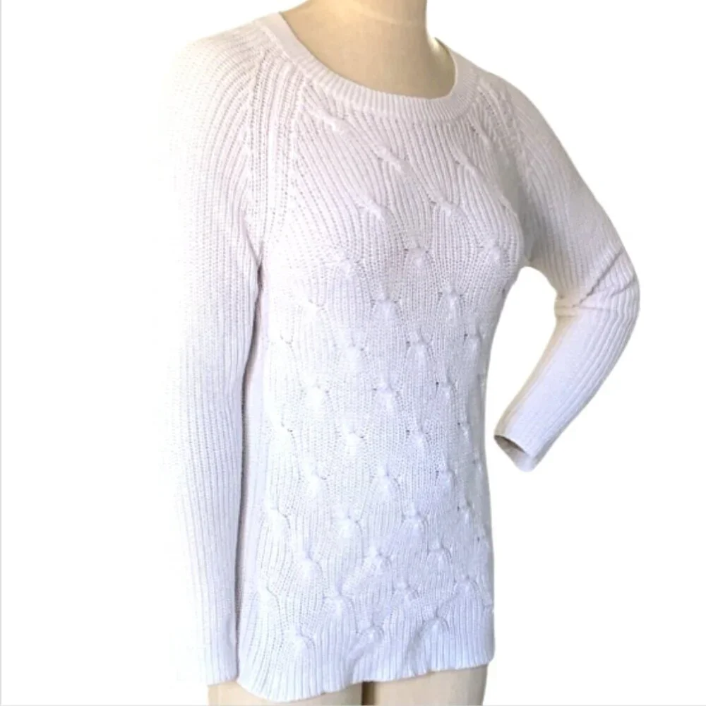 Liz Claiborne Womens White Knit Pullover Sweater Sz M‎ #65C